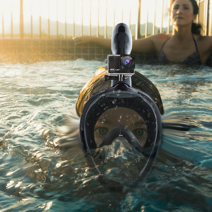 180° Full Face Snorkel Mask with Camera Mount Dry Top System – Foldable Panoramic Snorkeling Mask Leak-Proof Fog-Proof Safe Breathing