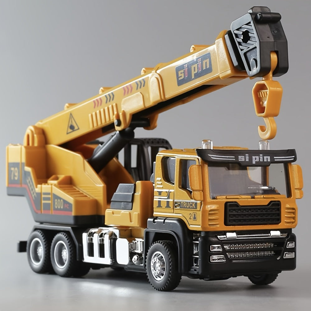 Die-Cast Construction Vehicle Toy Set, Mini Alloy Excavator, Dump Truck, Cement Mixer & Crane Trucks for Toddlers Boys Ages 3+