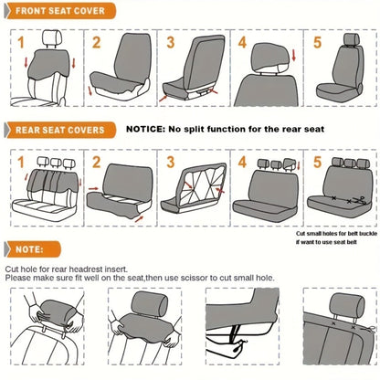 Car Seat Covers 5-Seat Breathable Knit Polyester Set with Front and Rear Pieces in Sixteen Colors
