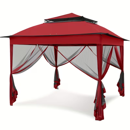 Instant Gazebo Tent 11x11 FT Mosquito Netting No Assembly Required for Garden, Yard and Pest Management