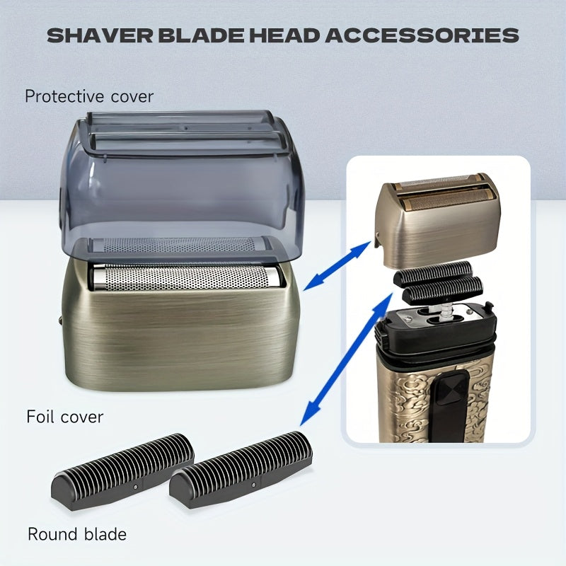 Cordless Electric Foil Shaver Grooming Kit for Men with Barber Shears Beard Mustache Trimmer Bald Head Razor Haircutting Set Father's Day