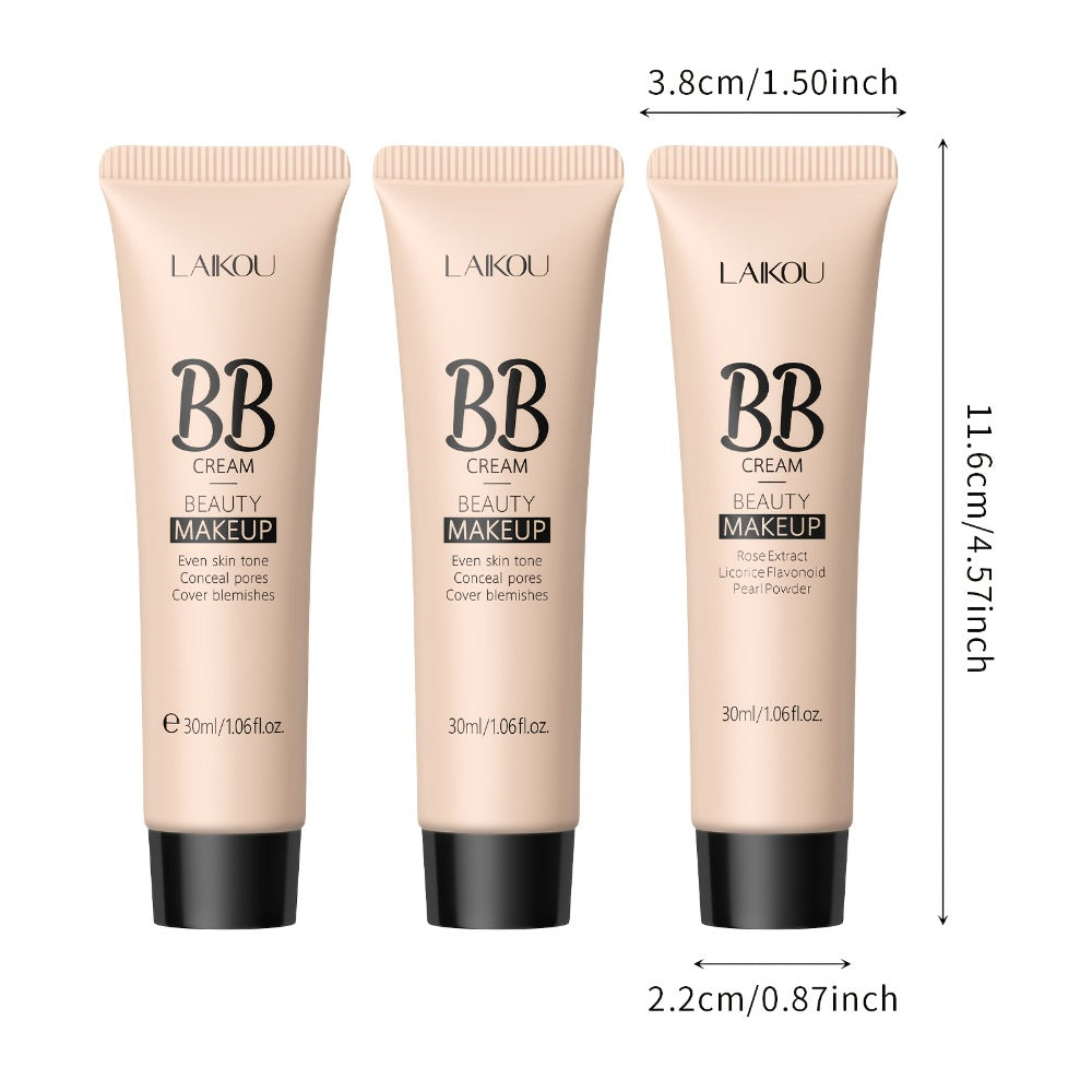 BB Cream 2 Pcs Set Waterproof, Pore-Minimizing Full Coverage Foundation with Blemish Concealer & Glycerin Hydration