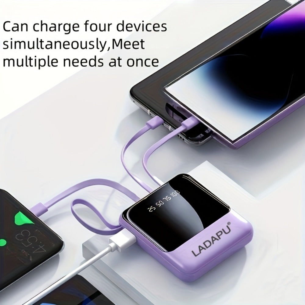 Power Bank 10000mAh with Built-In Cable Set, 5W/15W/22.5W selections, Display and Lanyard for Travel