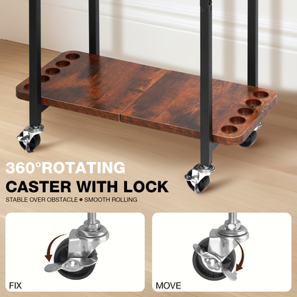 Fishing Rod Holder Rack for Garage Holds Up to 10 Rods Iron Construction with Pegboard Hooks Rolling Wheels Fishing Pole Storage Organizer