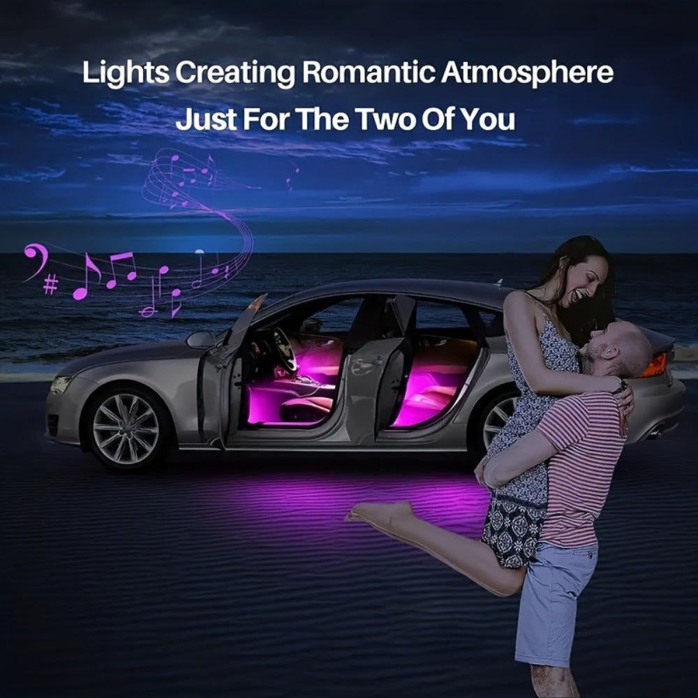 Four-Strip 48-LED RGB Car Interior Light Kit with App, Remote or USB and Remote Control Options