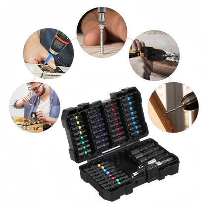 Impact Screwdriver Bit Set 45-Piece – Heavy-Duty Torx, Phillips, Flat & Square Bits with Storage Box, Compatible with Impact Drivers