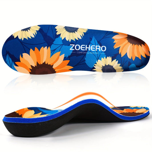 ZOEHERO Floral Arch-Support Insoles with Deep Heel Cup and Ten Men's and Women's Size Options