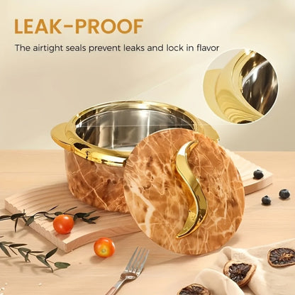 Insulated Casserole Dish Set 3-Piece Thermal Food Warmer with Lids, Stainless Steel Serving Bowls for Hot & Cold Food