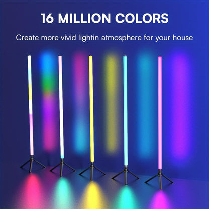 RGB Tube Floor Lamp 360° with Stand – App & 24-Key Remote Music Sync 16 Million Colors Dimmable Timer Mood Light for Bedroom Gaming Room DJ