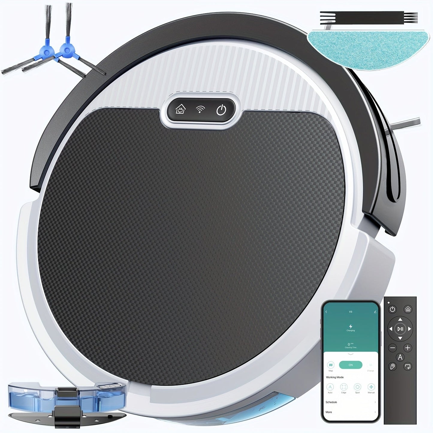 Robot Vacuum Cleaner Mop Combo 5000Pa Max Suction 2-in-1 with App & Voice Control - Scheduled Cleaning