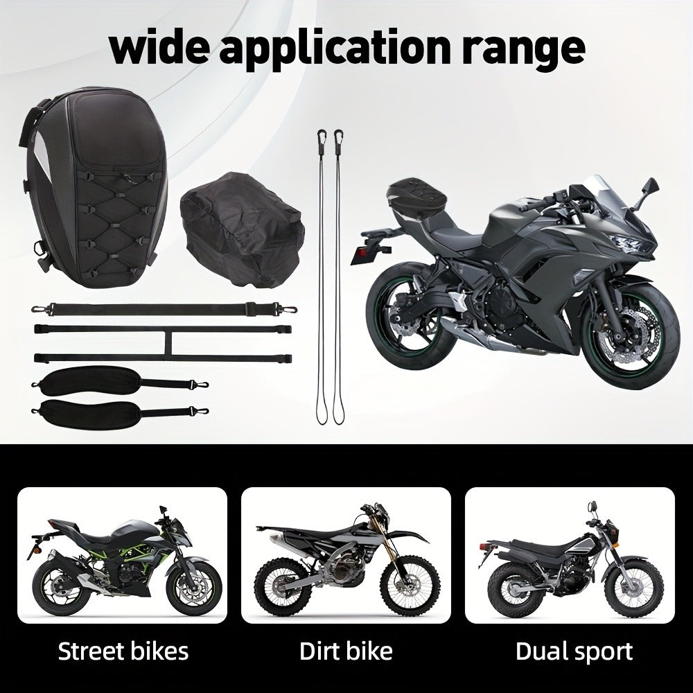 Motorcycle Backpack Helmet Bag – JFG RACING Motorbike Tail Bag with Adjustable Strap for Outdoor Camping, Travel & Luggage Storage