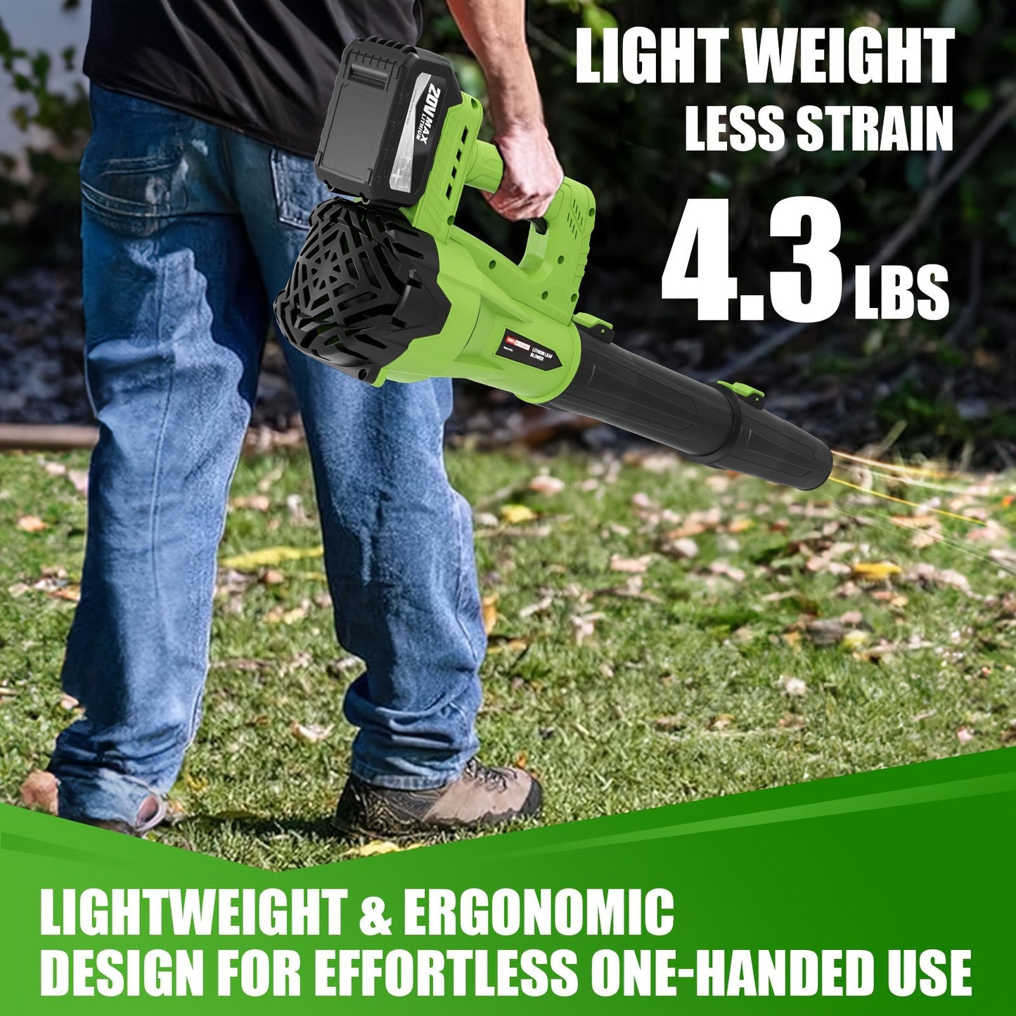 Cordless Leaf Blower, Battery Powered Lawn Yard Snow Pet Hair for Garden, Patio and Yard Use