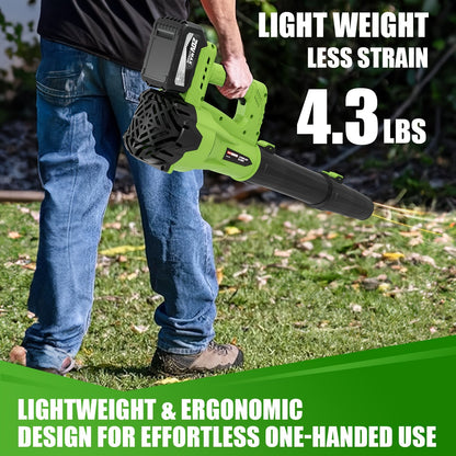 Cordless Leaf Blower, Battery Powered Lawn Yard Snow Pet Hair for Garden, Patio and Yard Use