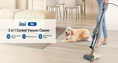 Corded Stick Vacuum Cleaner 20KPa 600W Motor 2-in-1 Bagless Upright Handheld Vacuum 0.8L Dustbin for Hard Floor Pet Hair Carpet Car Stairs