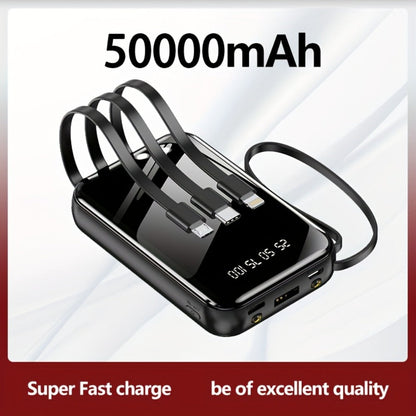 Power Bank 50000mAh 22.5W with Integrated Cable Array, Digital Display and LED Flashlight in Two Colors