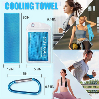 Neck Cooling Towels 8-Pack – Soft Breathable Sport Towels for Neck & Face with Carabiner Clips & Carry Bag