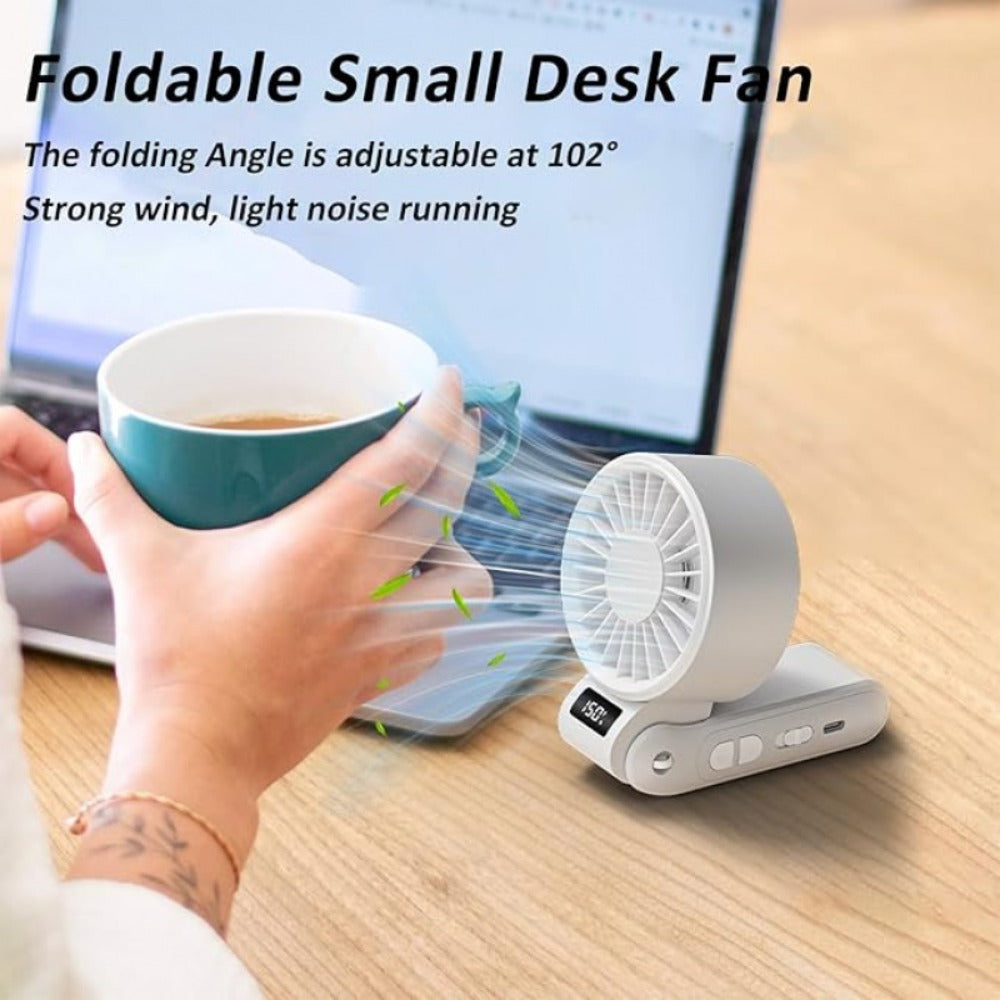 Handheld Fan USB-C Rechargeable 150-Speed Stepless Adjustable Turbo Fan LED Display for Home, Office and Desktop Air Circulation
