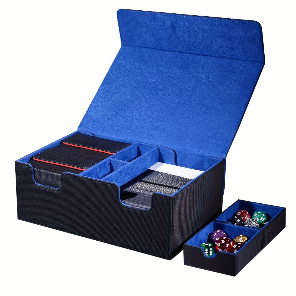 Magnetic Deck Box 600+ Cards High Capacity MTG Card Storage Case 4 Deck Slots with 2 Dice Tray TCG YuGiOh Trading Card Organizer