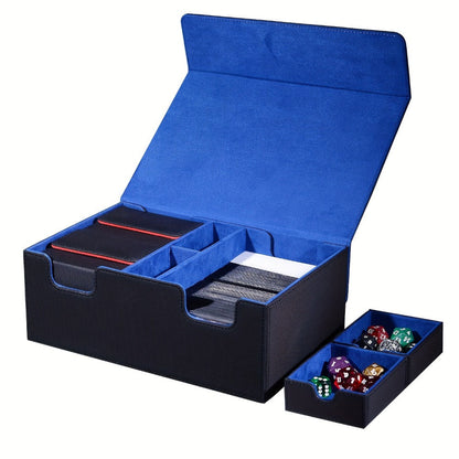 Magnetic Deck Box 600+ Cards High Capacity MTG Card Storage Case 4 Deck Slots with 2 Dice Tray TCG YuGiOh Trading Card Organizer