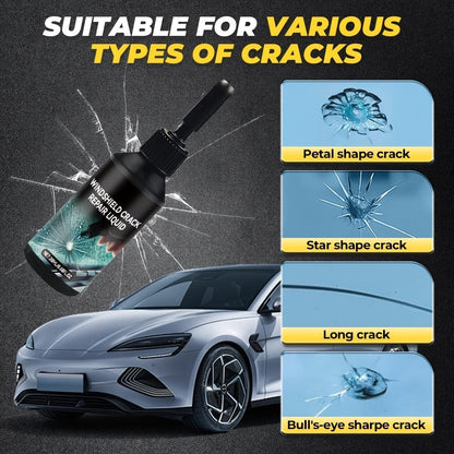 Windshield Repair Kit – Nano Resin Fix for Chips, Bullseye & Star Cracks in 15 Minutes, DIY Glass Crack Repair with Suction Injector