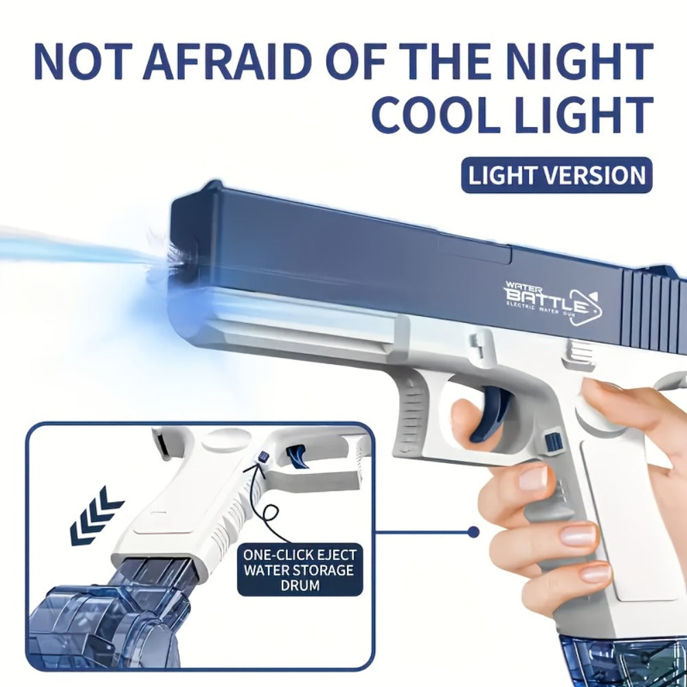 Compact Electric Water Blaster with 500cc and 60cc Detachable Reservoirs, Blue or Pink Body Design