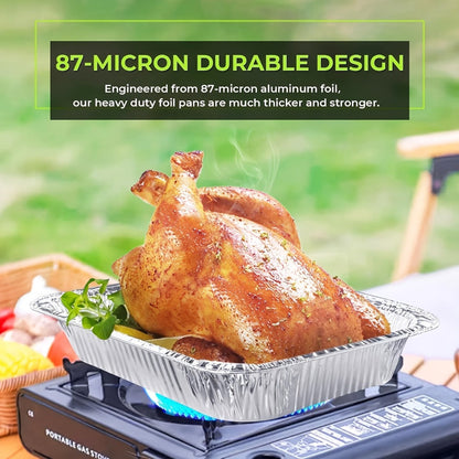 Disposable Aluminum Pans with Lids 25 Pack, 9x13 Half Size Foil Baking Trays for Roasting, Reheating & Cooking