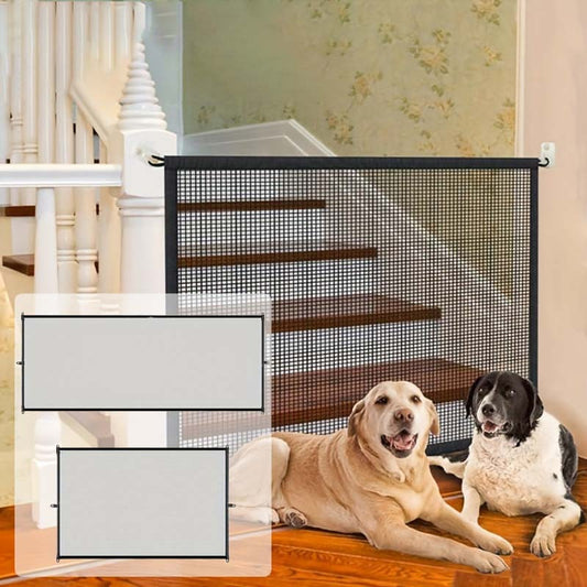 Pet Safety Gate Mesh Door – Portable Magic Pet Fence for Stairs & Doorways | Easy Install Anywhere, S & L Sizes for Puppies