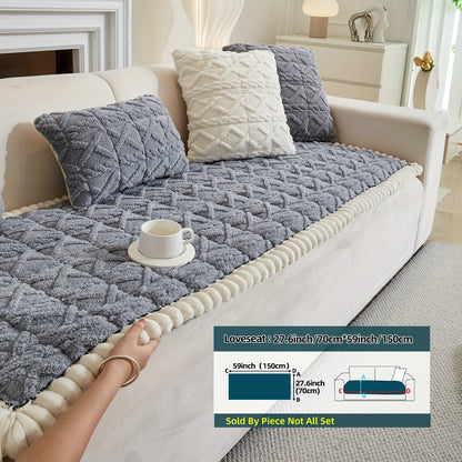 Sofa Cover Bohemian Quilted Shu Velveteen Panels with Ruffles and Design in Five Colors with Model-Specific Size and Color Options