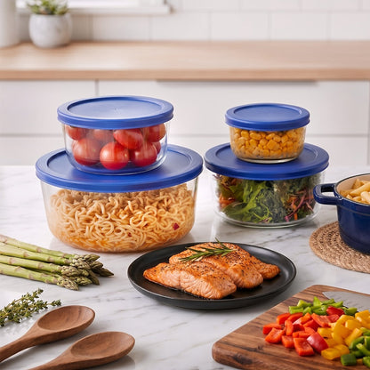 4-Pack Glass Food Storage Bowls with Lids Set of 4 Sizes 1 2 4 7 Cup Borosilicate Glass Meal Prep Containers Microwave Dishwasher Freezer