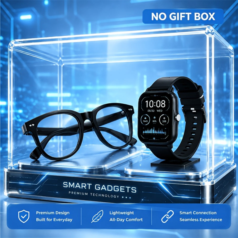 AI Smart Glasses & Smartwatch Bundle, Multilingual Real-Time Translation, Touch Control, Full Touch Screen Watch