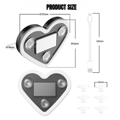 Car Interior Neon Heart Lights Solar USB Rechargeable 5 Lighting Modes Vibration-Sensing Auto On/Off Dashboard Decoration for Cars Trucks