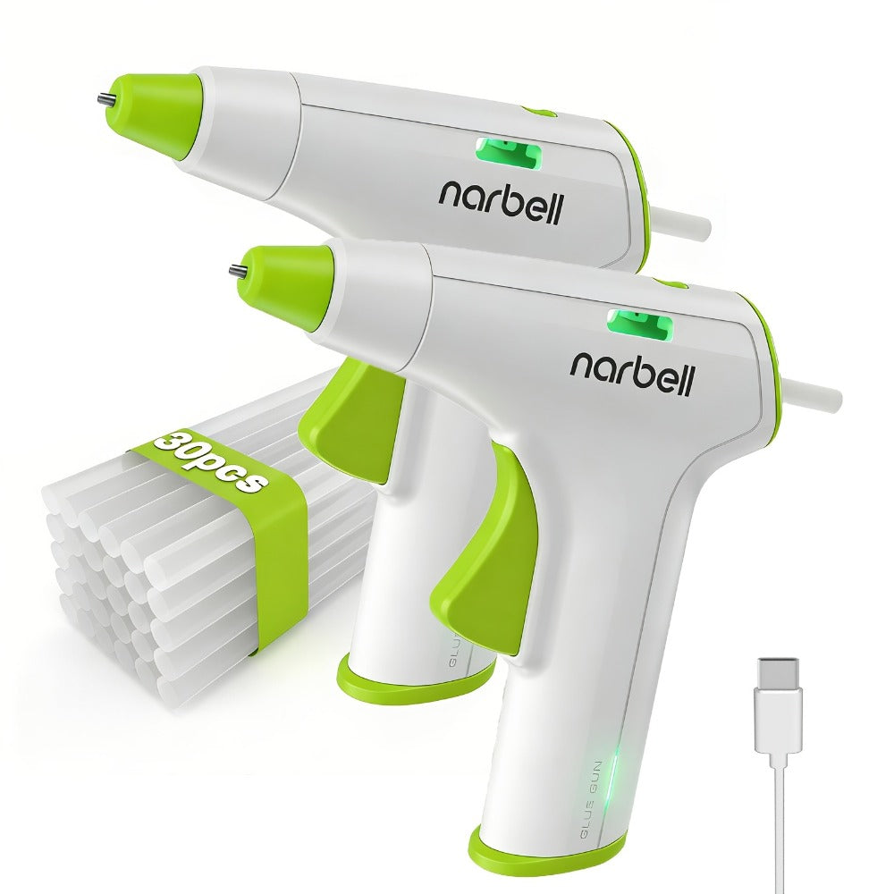 Cordless Hot Glue Gun Fast Heating USB Rechargeable 2000mAh, 12-Second Heat-Up, Anti-Drip Nozzle