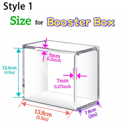 Stackable Acrylic Display Case for ETB & Booster Box – 5mm Thick Clear Magnetic Closure Protective Case for Pokemon Elite Trainer Box
