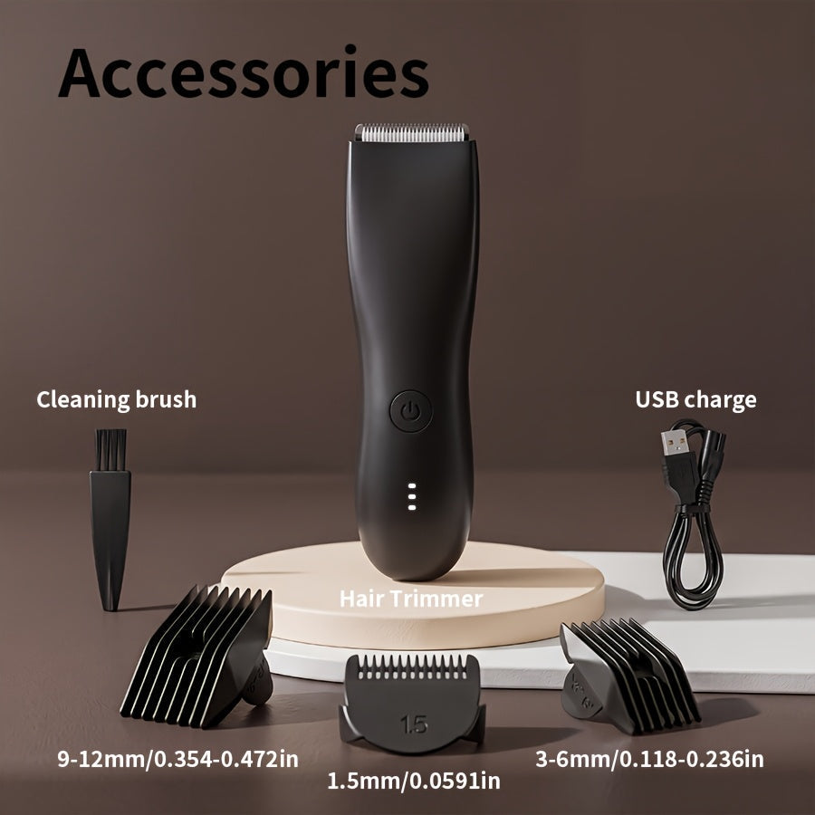 Ceramic-Blade Body Hair Trimmer with IPX6 Rating, Three Guide Guards and Four Color Options