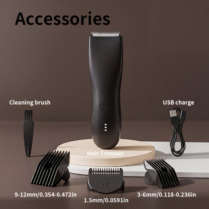 Ceramic-Blade Body Hair Trimmer with IPX6 Rating, Three Guide Guards and Four Color Options