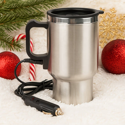 Car Electric Kettle 12V - Portable Stainless Steel Travel Hot Water Heater Cup for Tea Coffee, 15.22oz Fast Boiling