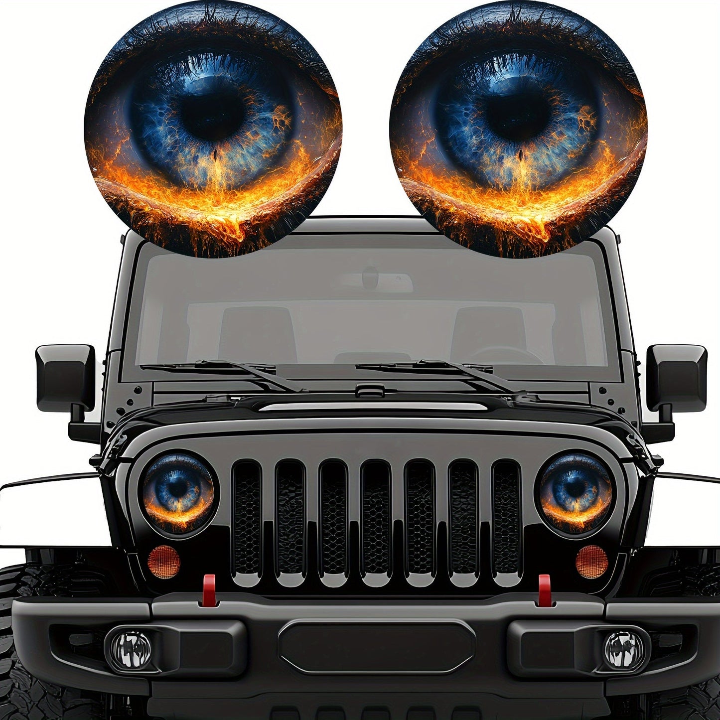 3D Beast Eye Headlight Stickers – Funny Car Headlight Decals for Jeep Round Headlights, Truck Body, Bumper & Window Decoration