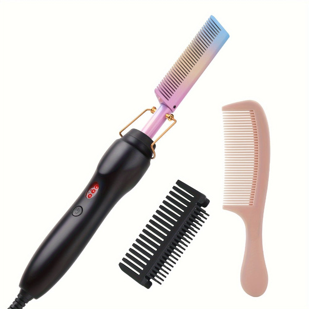 Electric Hot Comb Heated Beard Straightener Brush Fast Heating Anti-Scald Ceramic 2-in-1, for Home, Travel and Salon Hair Styling
