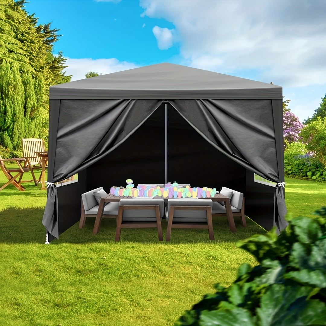 PE Fabric 10x10ft Canopy Tent with No-Wall, Three-Sidewall or Four-Sidewall Package Options