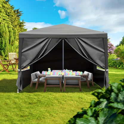 PE Fabric 10x10ft Canopy Tent with No-Wall, Three-Sidewall or Four-Sidewall Package Options