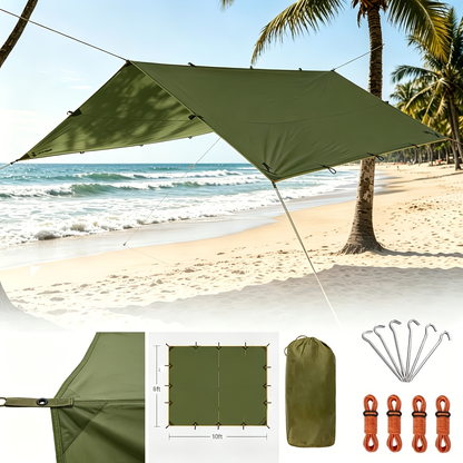 Camping Tarp Canopy with UV Protection – Portable Foldable Waterproof Shelter Tent for Backpacking, Hiking, Garden