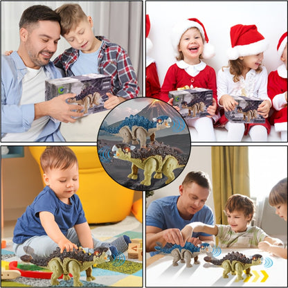 Battery-Powered Walking Ankylosaurus Dinosaur Toy with Roaring Sound and Random-Color Checkout