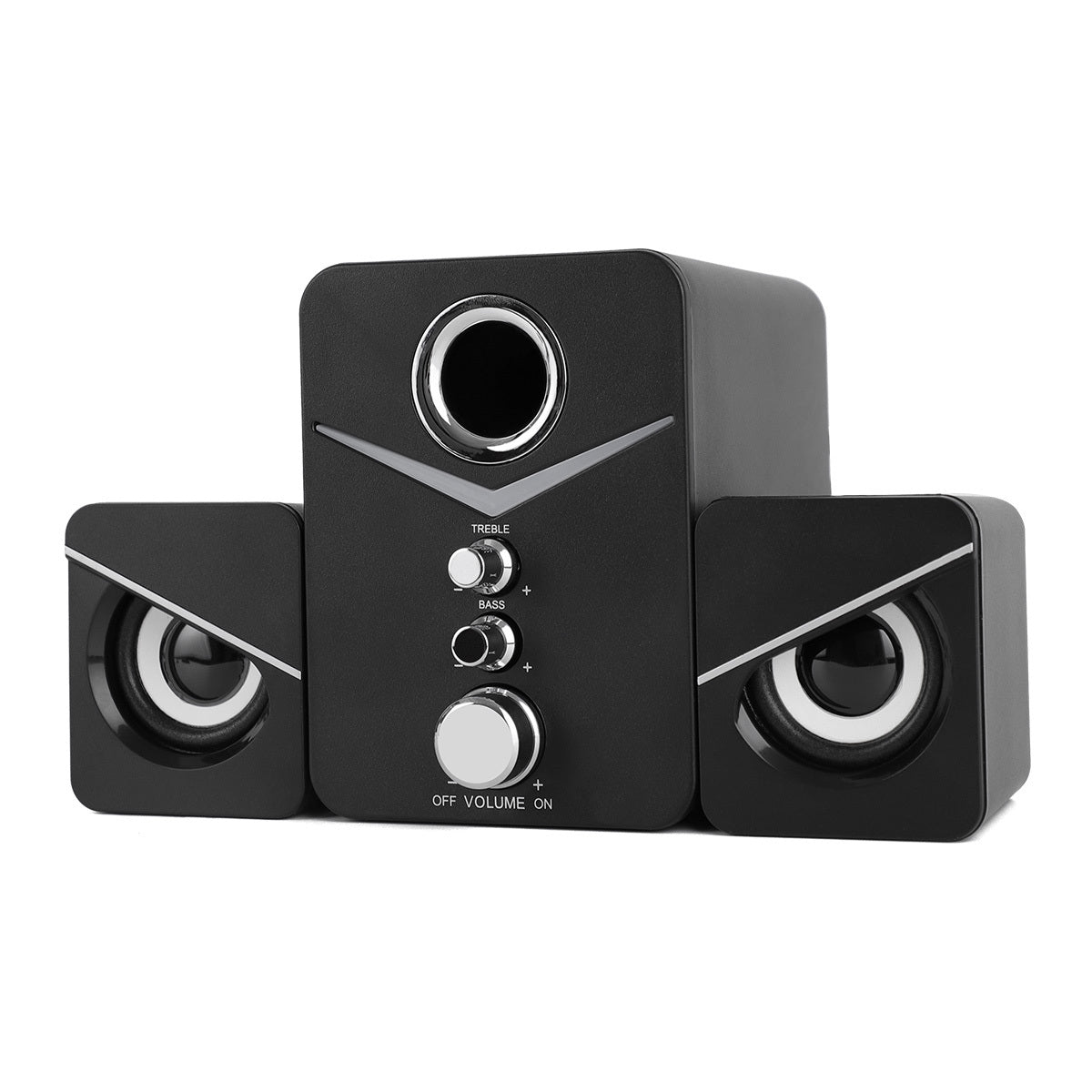 USB Powered Computer Speakers with Subwoofer, 3.5mm Aux Wired Desktop PC Laptop Speaker System, Dual 2" Tweeter + 3" Subwoofer