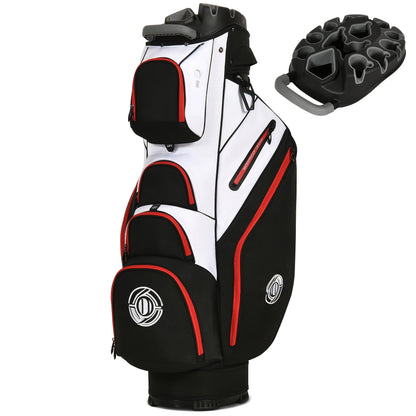 Golf Cart Bag 14-Way Full Length Dividers Protect Clubs 8 Zippered Pockets Cooler Pocket Valuables Pocket Ergonomic Shoulder Straps Rain