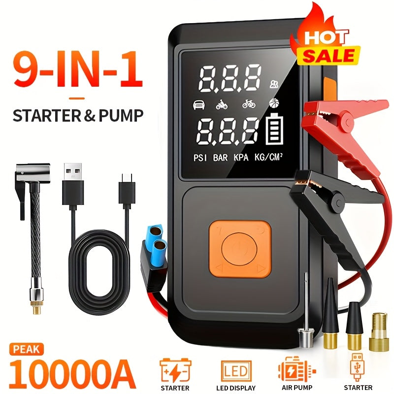 Portable Tire Inflator 150PSI 6000mAh – Digital Display Air Pump with USB Type-C Charging, Dual Safety Protection, LED Light for Car, Bike