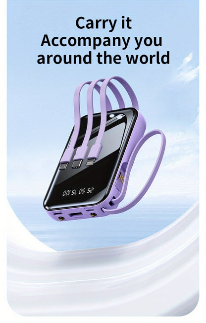 Power Bank 50000mAh 22.5W with Integrated Cable Array, Digital Display and LED Flashlight in Two Colors