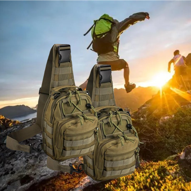 Single- or Two-Bag Tactical Sling Pack with Multi-Pocket Crossbody Design in Black, Green or Brown
