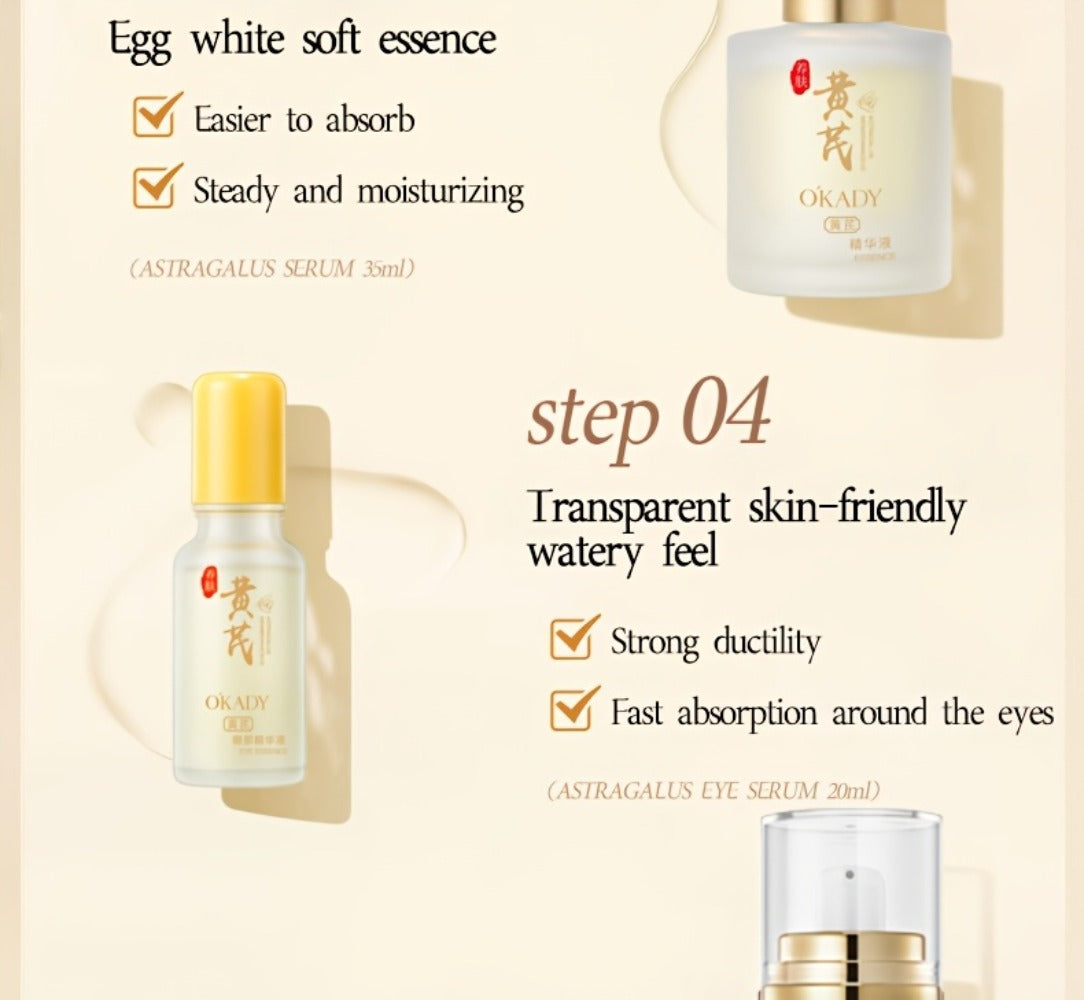 Astragalus Skincare Set 6pcs Antioxidant, Face Cream Essence Cleanser Toner Eye Cream Sleep Mask