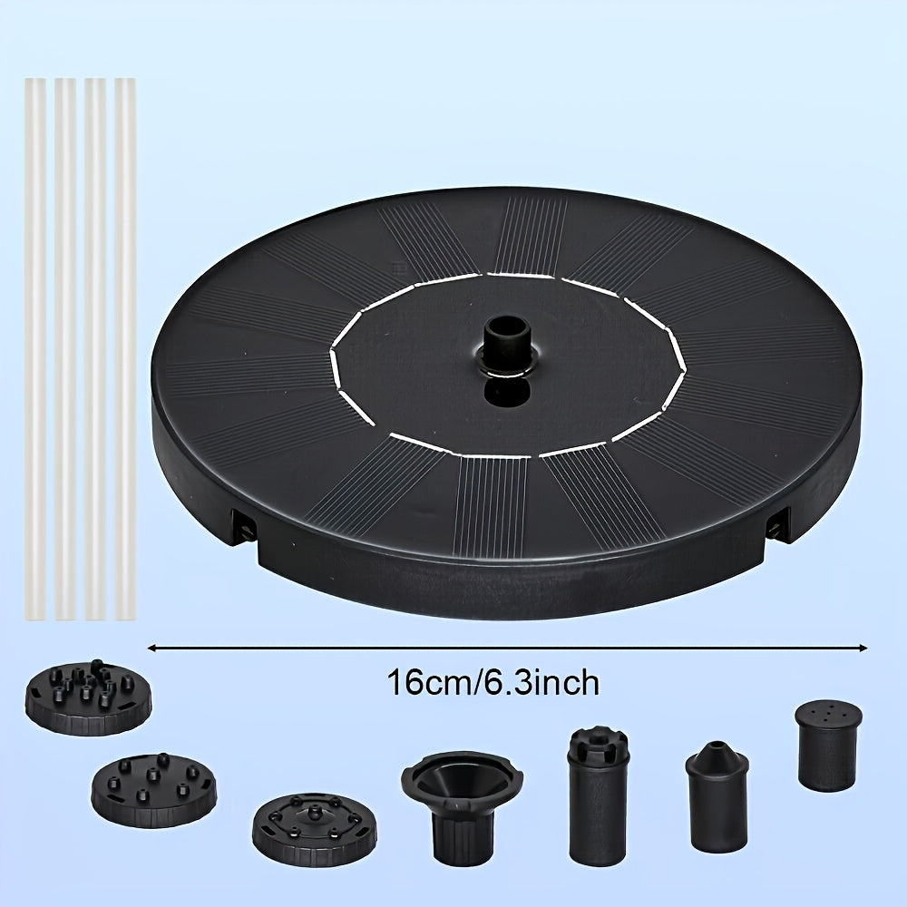 Floating Solar Fountain Pump with 16 cm Black Disc, Six-Nozzle Pictured Set and 1pc Checkout Option