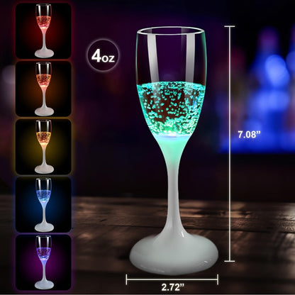 LED Light-Up Champagne Flutes, 6-Piece Color-Changing Plastic Party Glass Set for Birthdays, Weddings and Holiday Celebrations